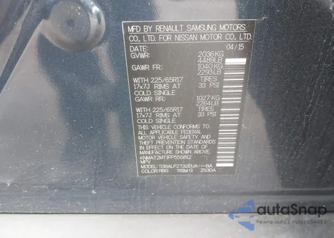 2015 Nissan Rogue S из США, поврежденный, VIN KNMAT2MT1FP555812